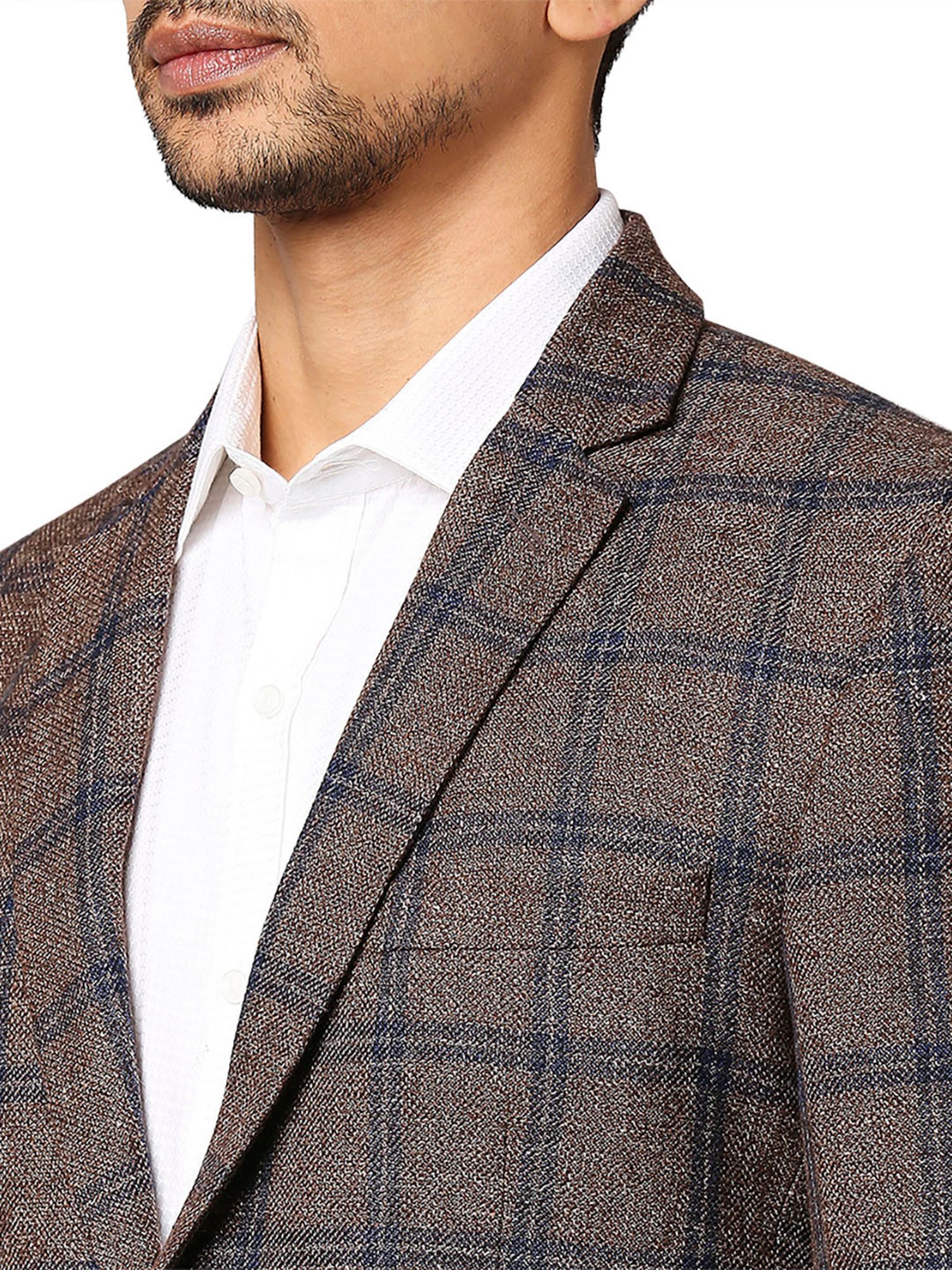 Park Avenue Brown Check Notched Lapel Blazer