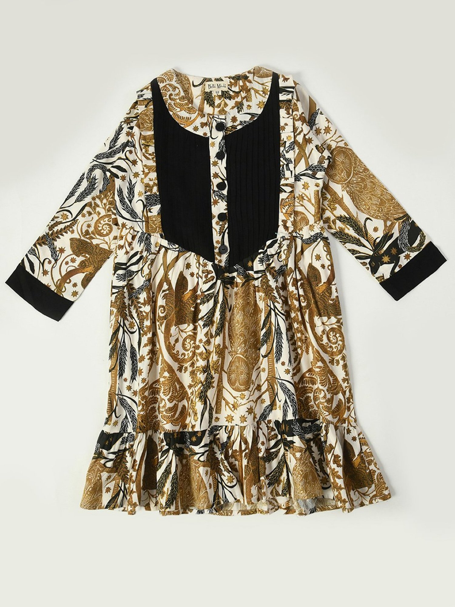 Bella Moda Kids Brown Printed Full Sleeves Fit & Flare Dress