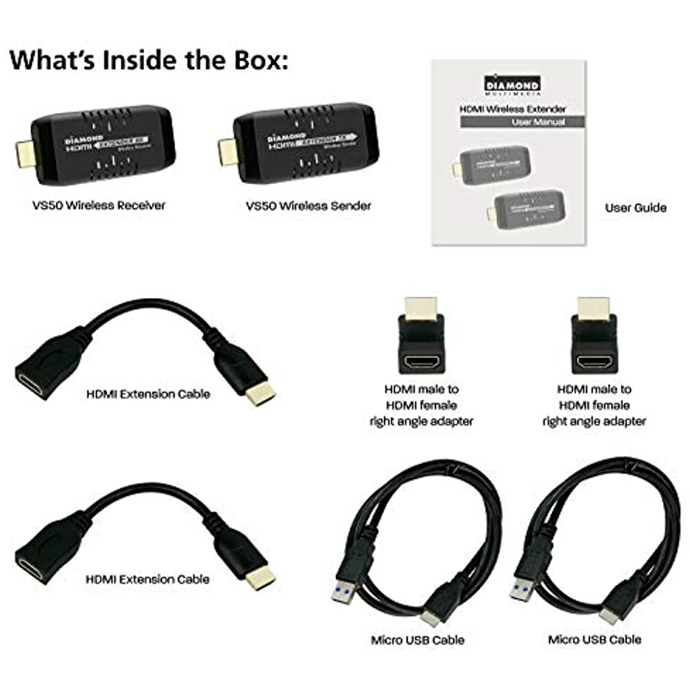Diamond Wireless HDMI USB Powered Extender Kit, TV Transmitter & Receiver for HD 1080p, Stream Video Content from: Laptops, PC, Cable Box, Satellite Box, Blu-ray, DVD, PS3, PS4, Xbox 360, Xbox One