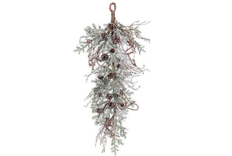 Allstate Floral 36" Rustic Woodland Iced Artificial Christmas Teardrop Swag