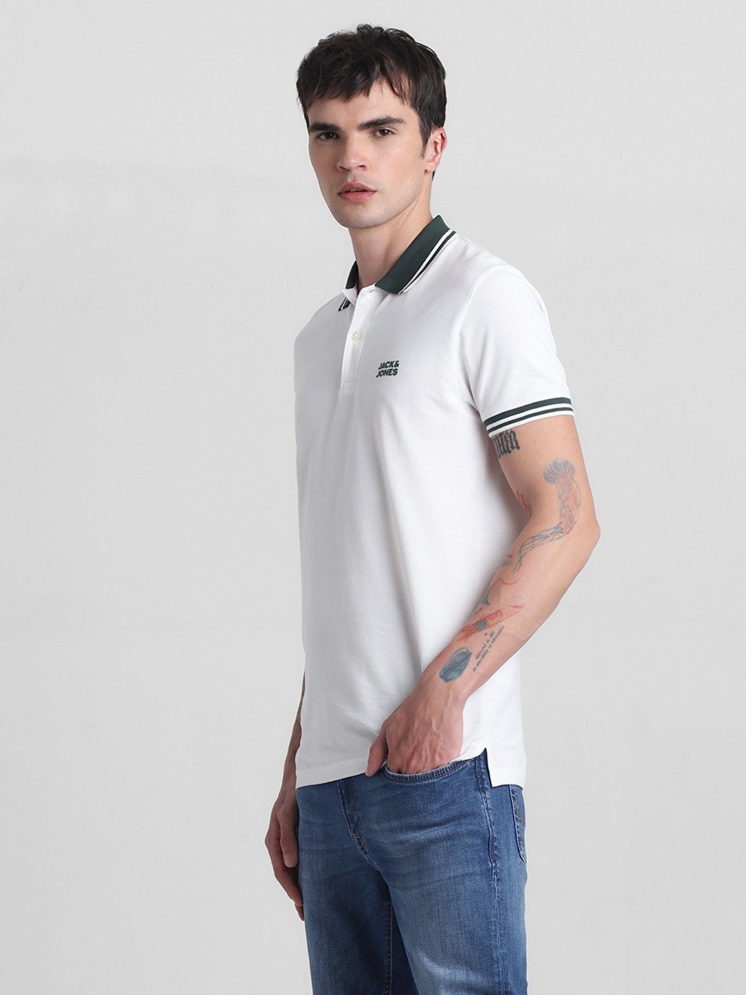 Jack & Jones Cloud Dancer Cotton Slim Fit Polo T-Shirt