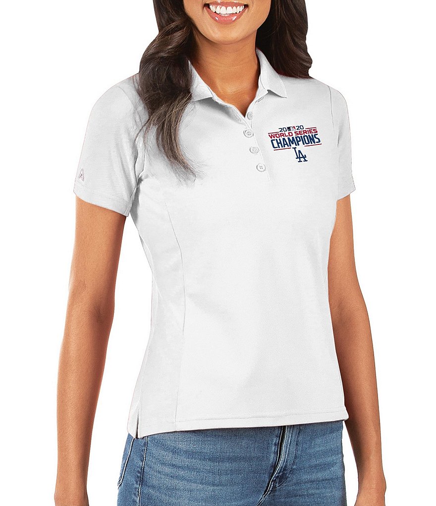 Antigua Women's MLB Los Angeles Dodgers 2020 World Series Champions Legacy Pique Short-Sleeve Polo Shirt