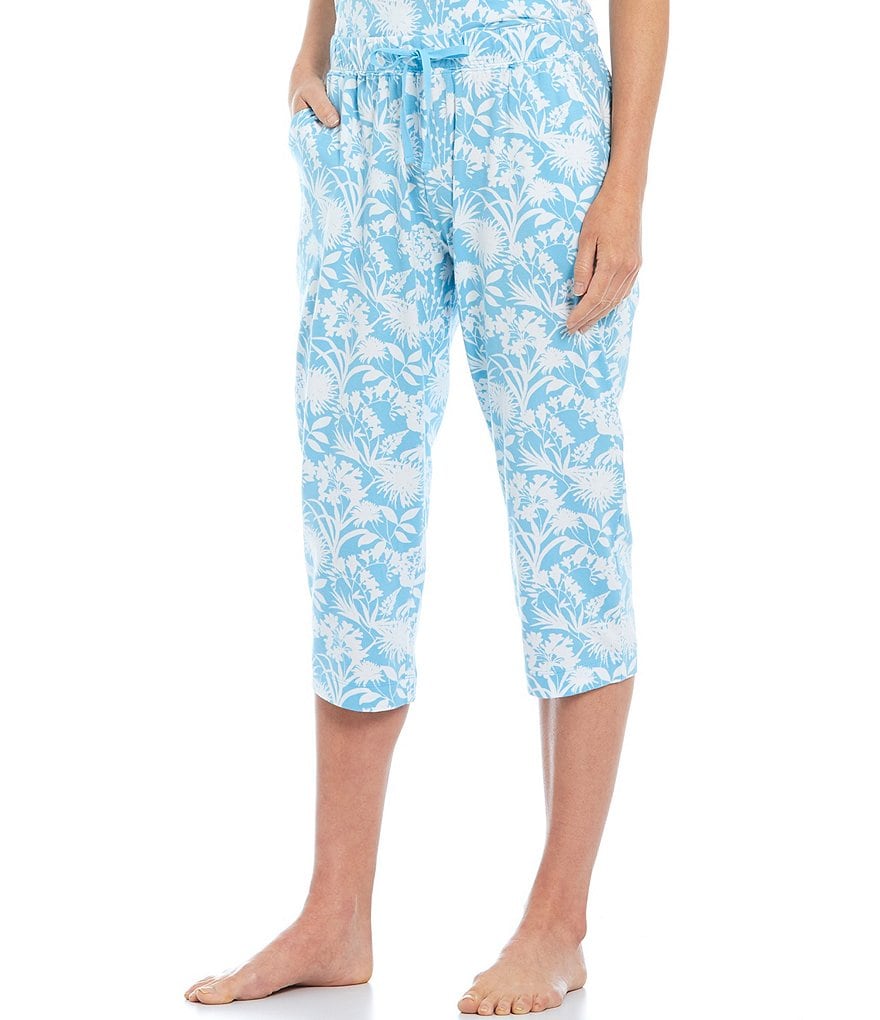 Sleep Sense Floral Print Knit Capri Coordinating Sleep Pants