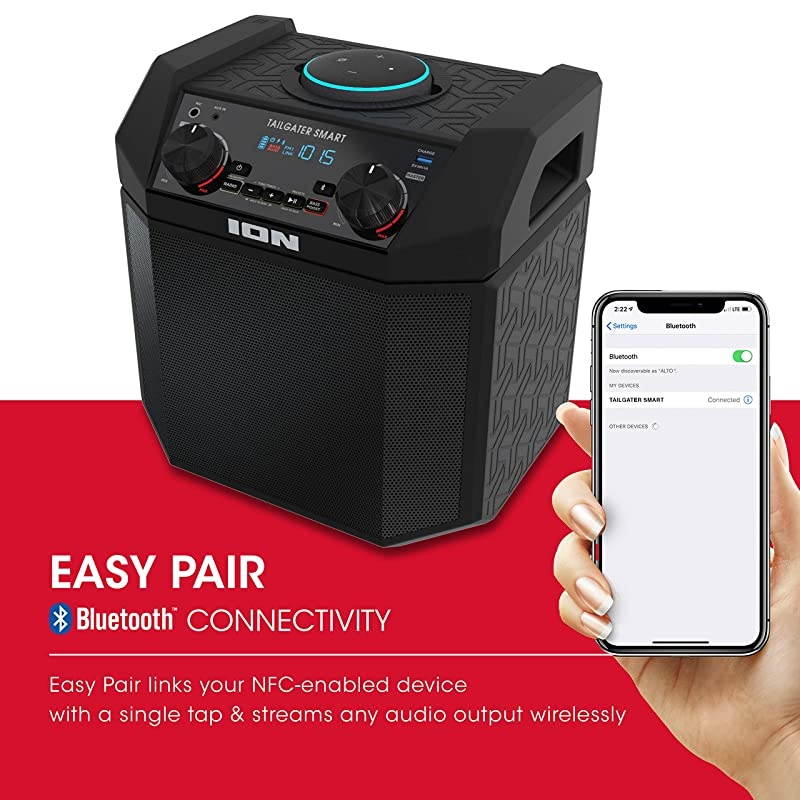 50W Outdoor Echo Dot Speaker Dock/Portable Alexa Accessory with Bluetooth Connectivity and 50 Hour Rechargeable Battery-Tailgater Smart