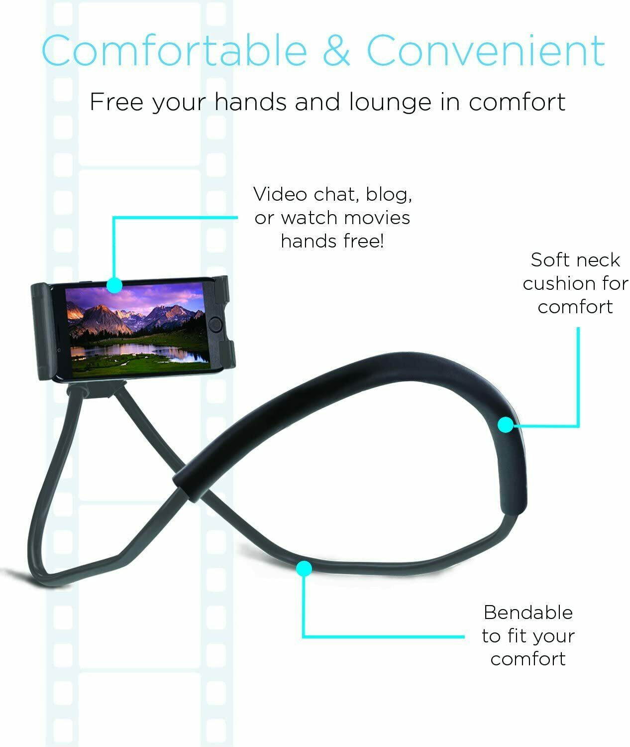 Aduro Lounger Cell Phone Mount Holder for Neck, Universal Smartphone Lazy Stand