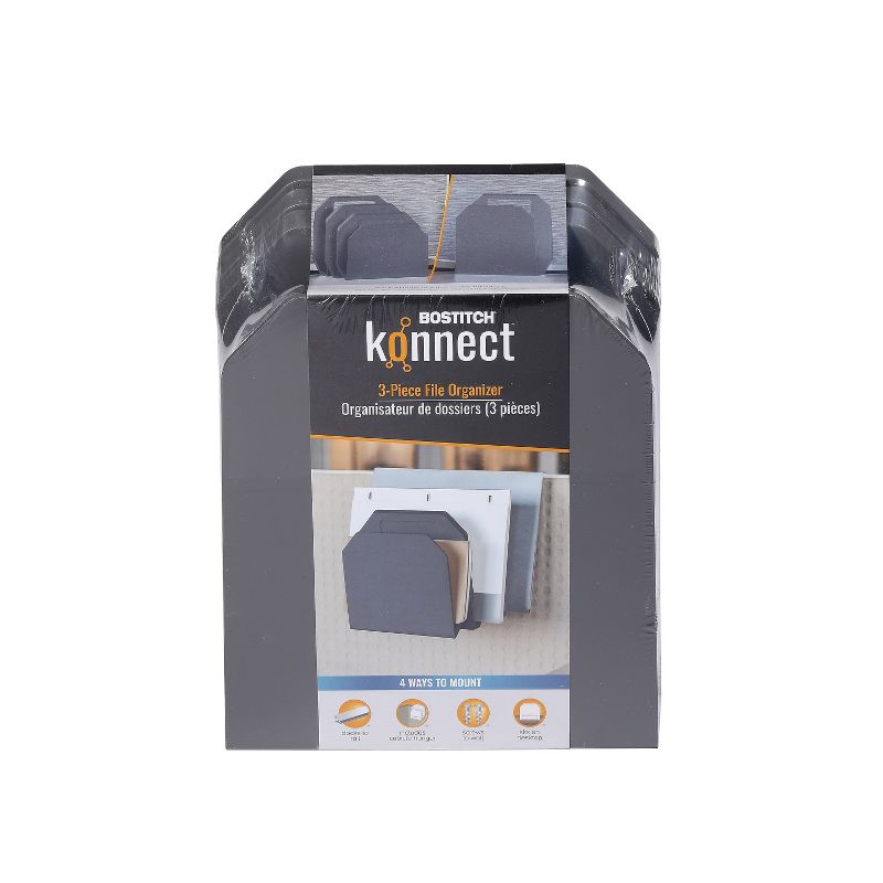 Bostitch Konnect Plastic 3-Slot File Organizer KT-3FOLDER-GRAY