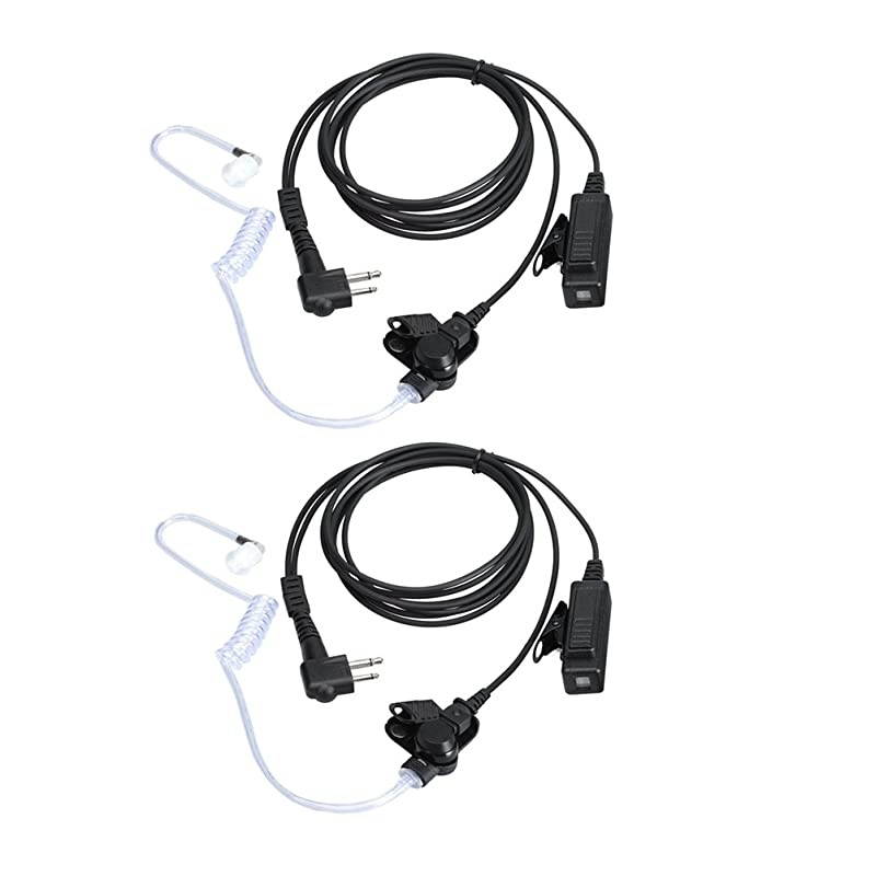 for Motorola Walkie Talkies with Mic 2 Pin Acoustic Tube Headset and PPT for CP200 GP2000 XU1100 PRO1150 MU12 2 Pack
