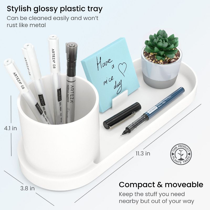 Arteza Modern Multipurpose Tray Organizer in Ivory White, for Office, Home, or Classroom (ARTZ-4088)