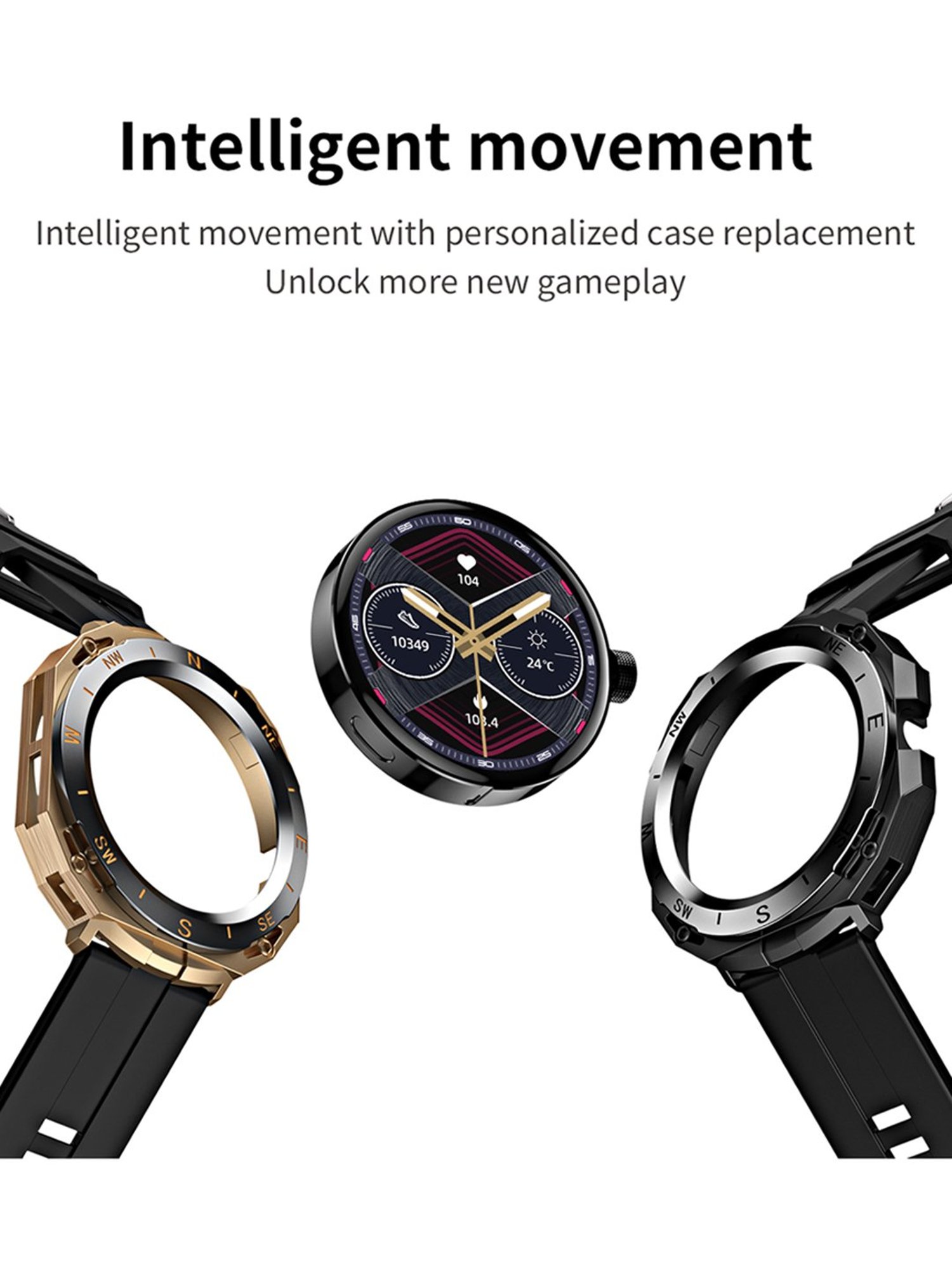 Minix Bond 1.32 inch Bluetooth Calling Smartwatch with 3 Interchangeable Watch Case & Strap (Black)