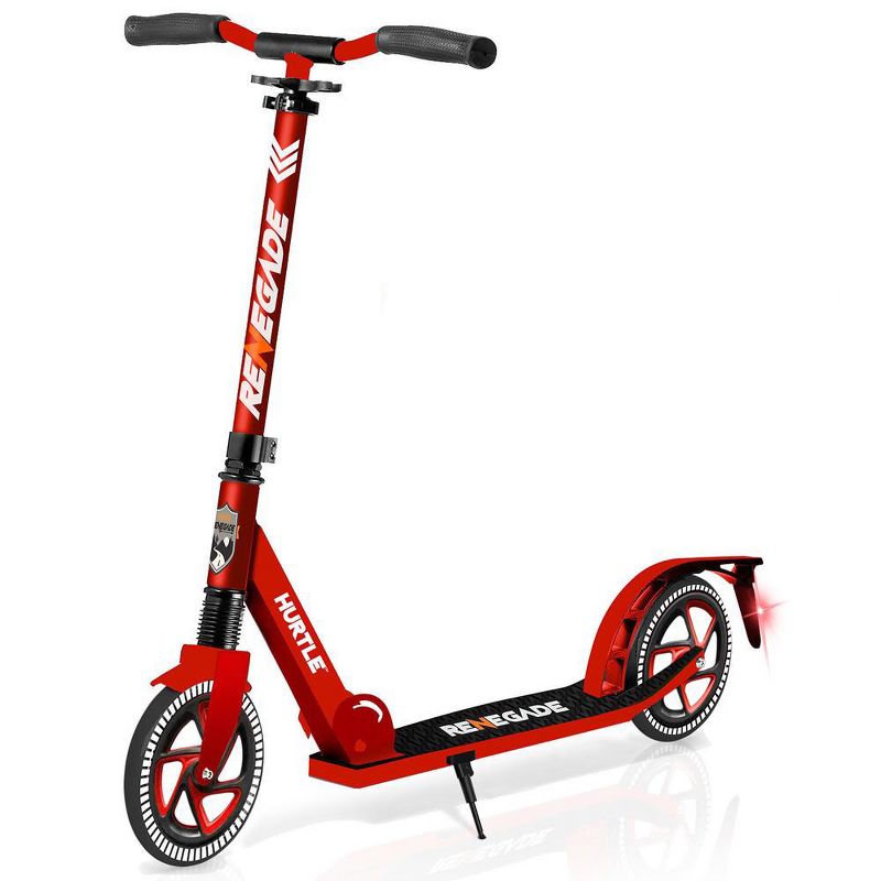 Hurtle Renegade HURTSRD.5 Lightweight Foldable Teen and Adult Adjustable Ride On 2 Wheel Transportation Commuter Kick Scooter, Red (2 Pack)