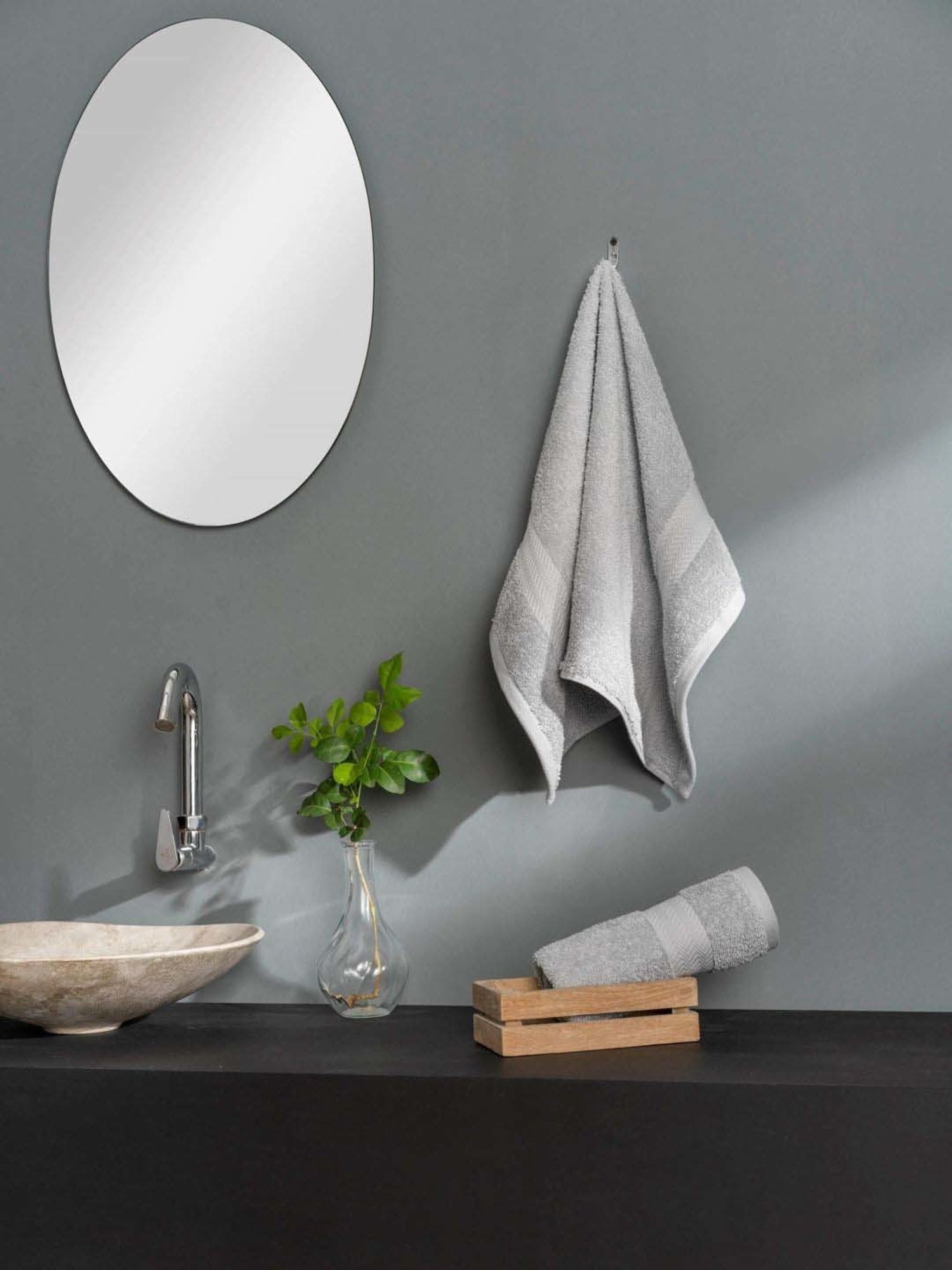 DDecor Grey Cotton 500 GSM Hand Towel - Set of 2