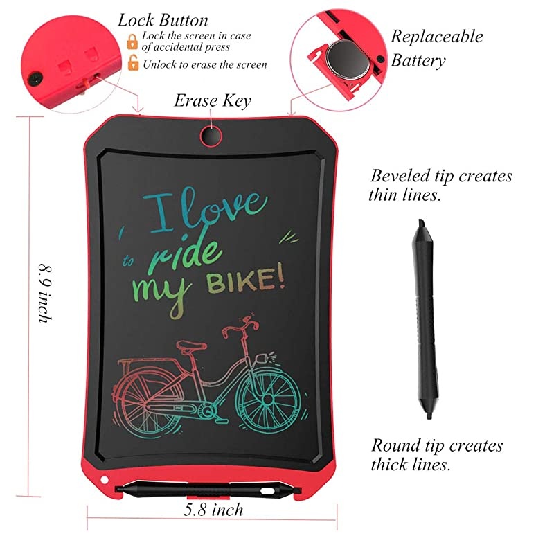 LCD Writing Tablet for Birthday GiftKids Toy 85 Inch Colorful LCD Writing Tablet Electronic Writings Pads Drawing Board Gifts for Kids Office Blackboard Erase Button Lock Includedreda