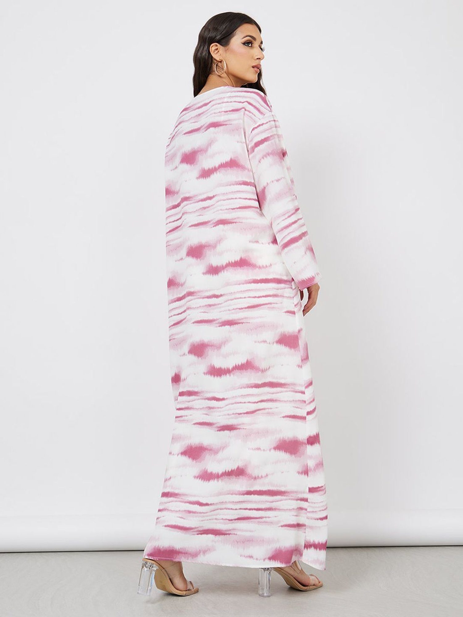 Styli Regular Fit Tie and Dye Print Maxi Kimono