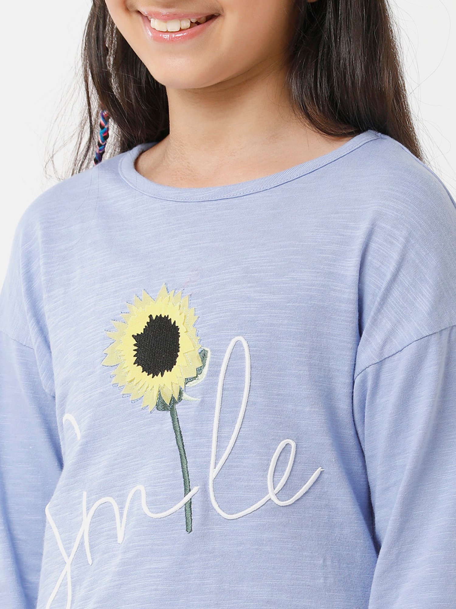 Under Fourteen Only Kids Purple Embroidered Full Sleeves Top