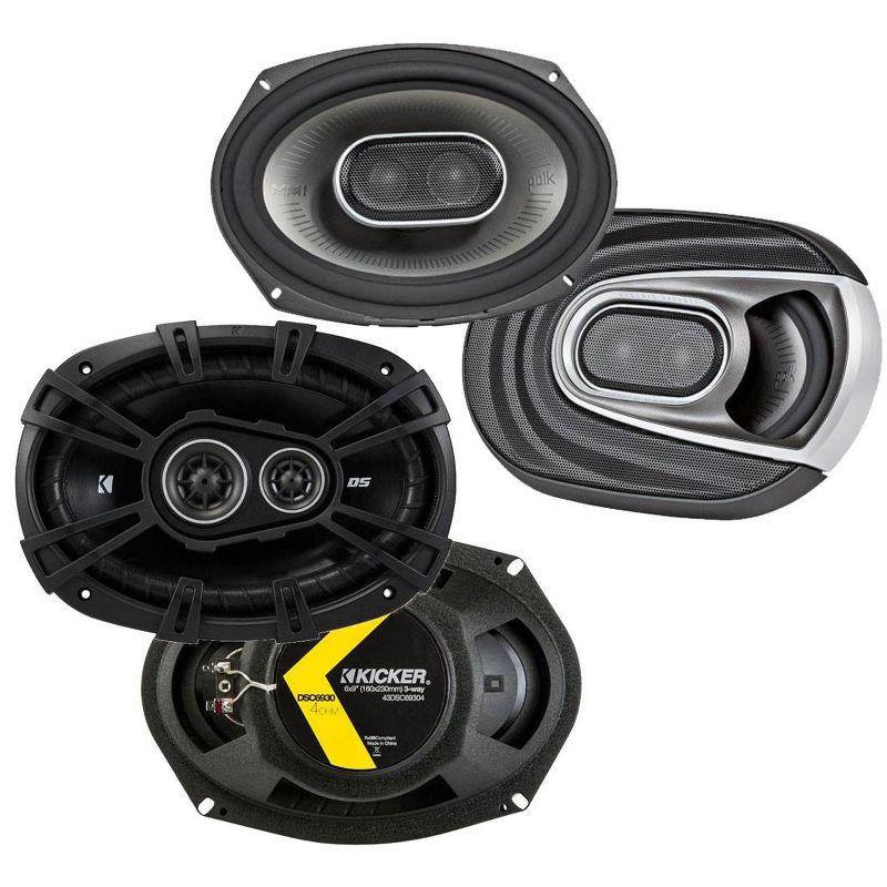 Polk Audio 6x9" 450W Coaxial Speakers + Kicker 6x9" 360W 3-Way Coaxial Speakers