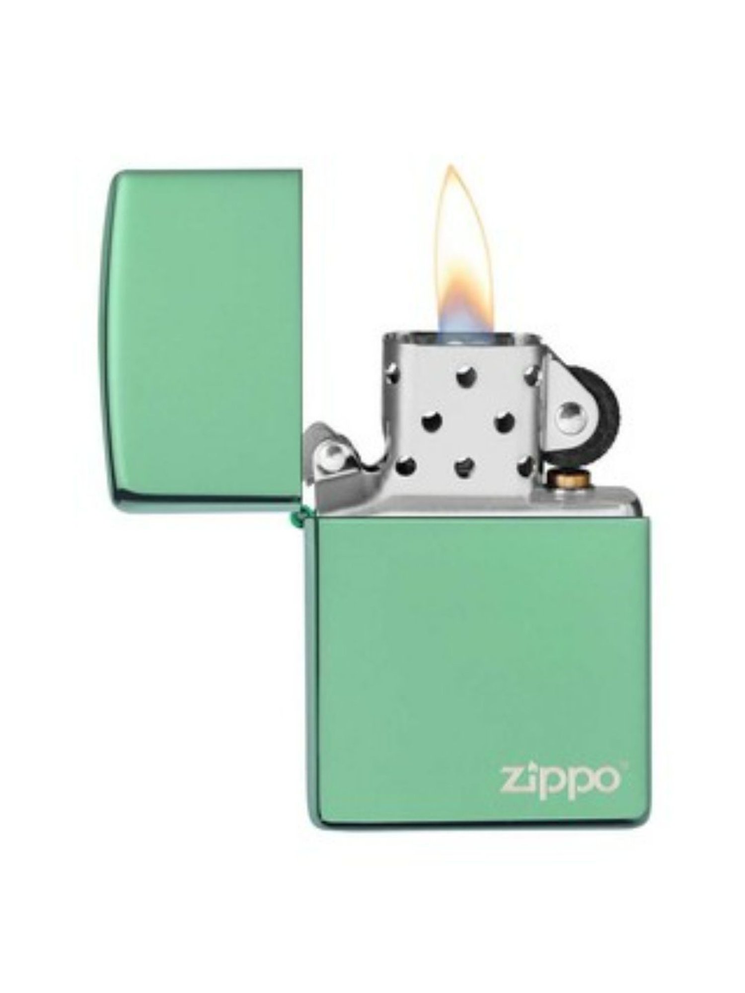 Zippo Green Classic Logo Brass Windproof Pocket Lighter