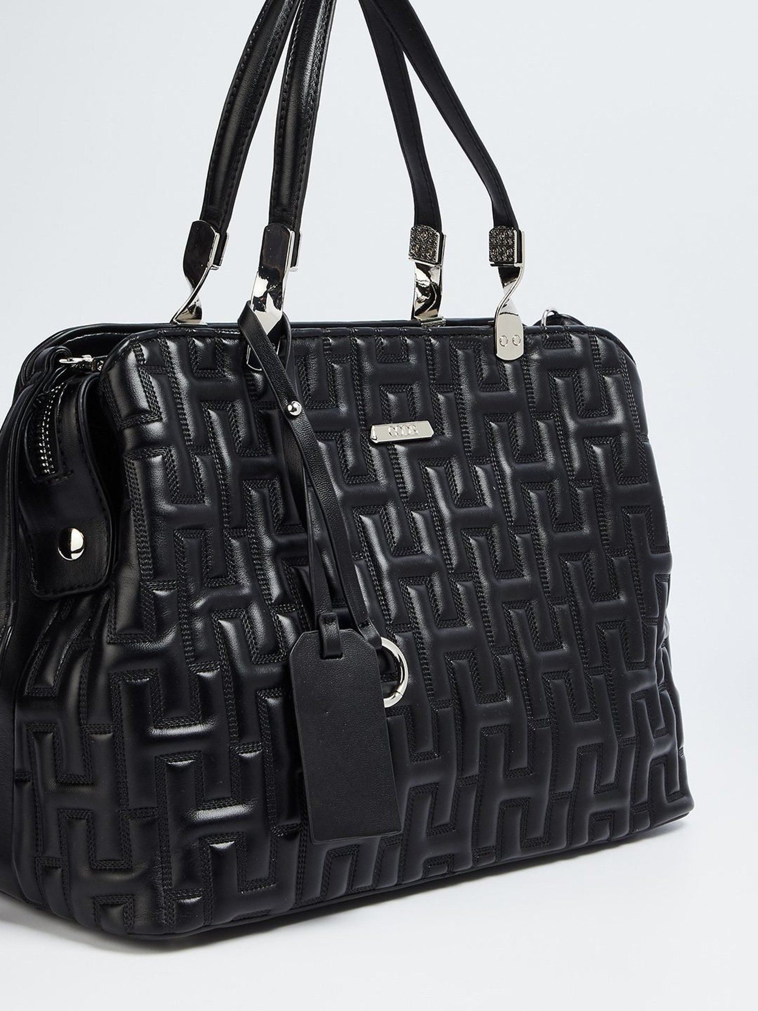 Code by Lifestyle Black Quilted Handbag