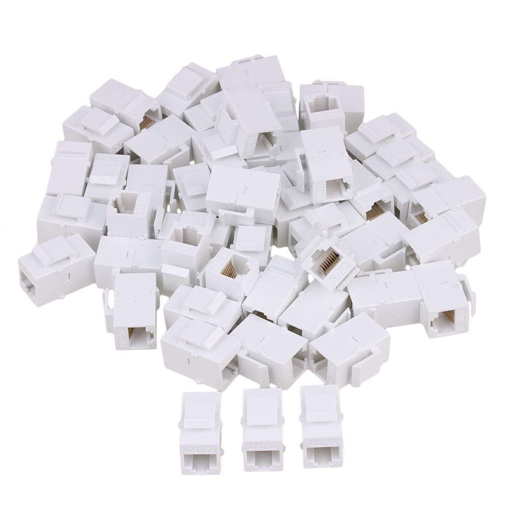BQLZR 100pcs Female to Female RJ45 UTP Keystone Wall Jack Coupler Adapter Cat5