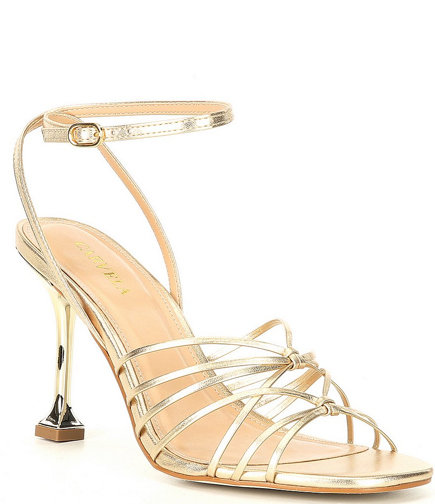 Carvela Glowing 90 Strappy Leather Ankle Strap Sculptural Heel Dress Sandals