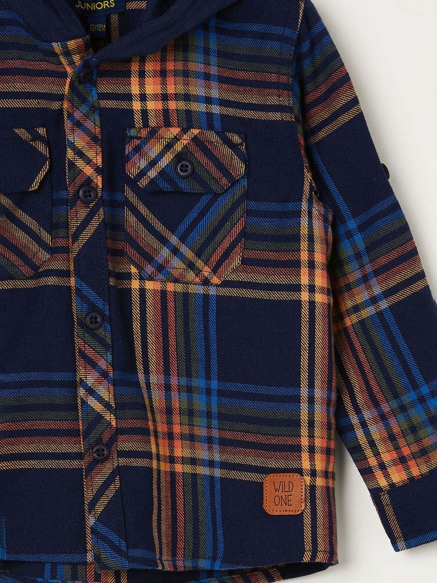 Juniors by Lifestyle Kids Navy Cotton Chequered Full Sleeves Shirt