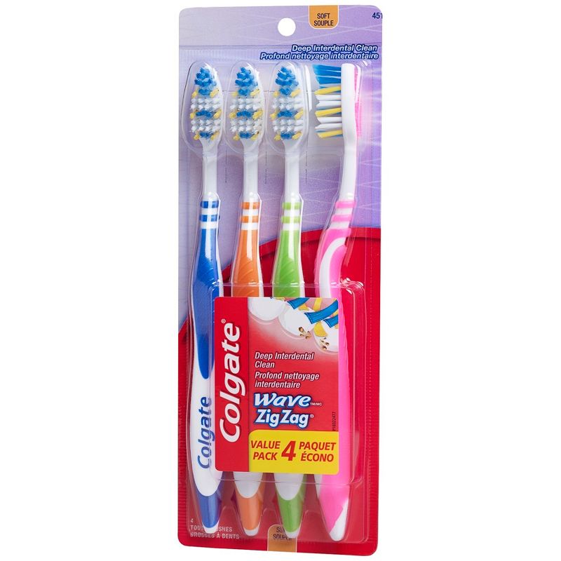 Colgate Wave Zig Zag Toothbrushes - Soft Bristles - 4ct