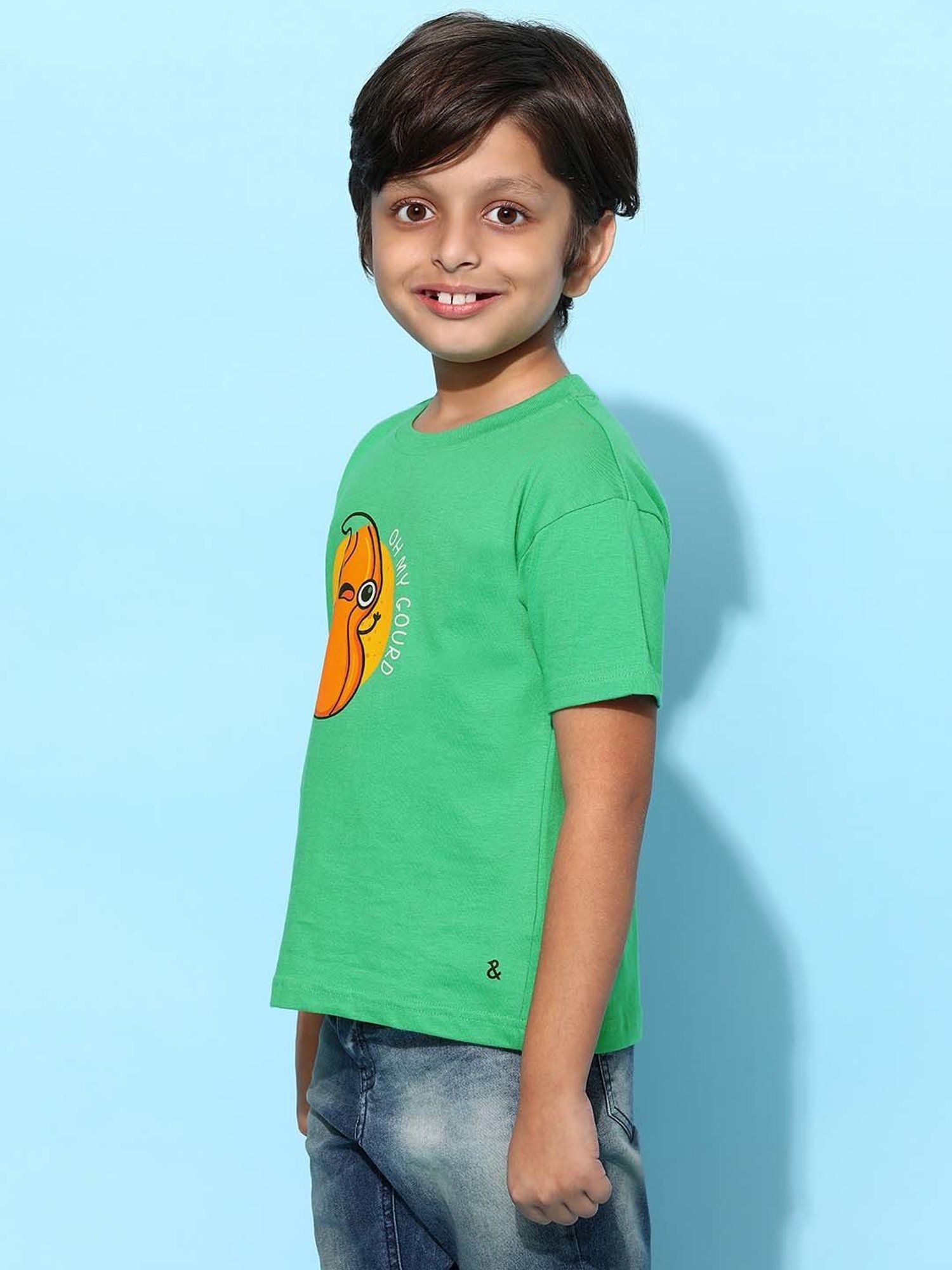 Tales & Stories Kids Green Cotton Printed T-Shirt