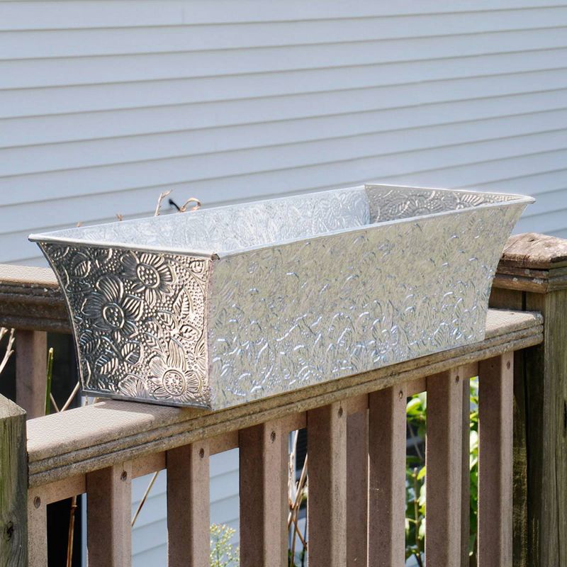 Rectangular Embossed Floral Pattern Planter Box - ACHLA Designs
