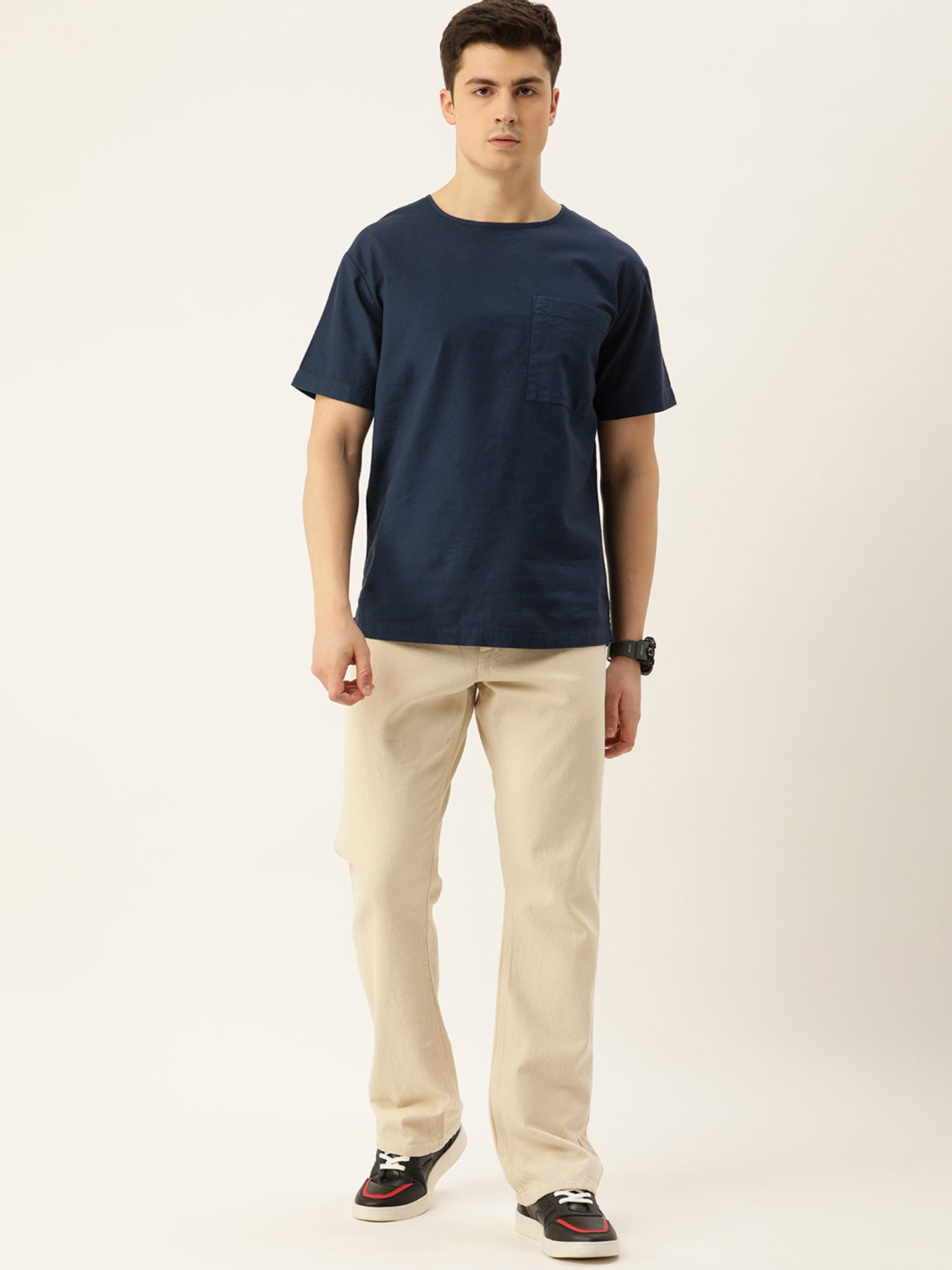 Bene Kleed Navy Regular Fit Cotton Linen Shirt