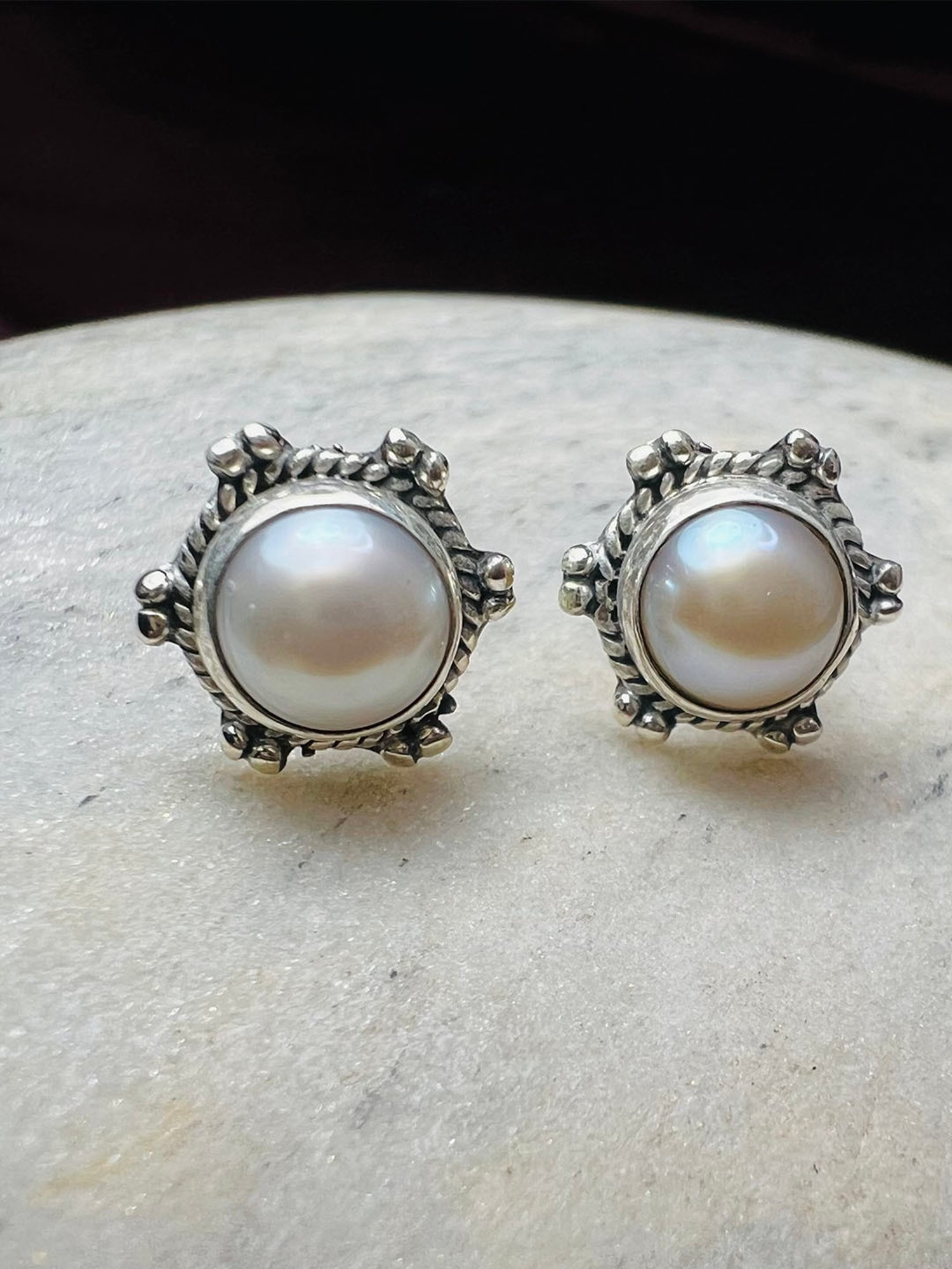 Arte Jewels 925 Sterling Silver Pearl Stud Earrings for Girls & Women