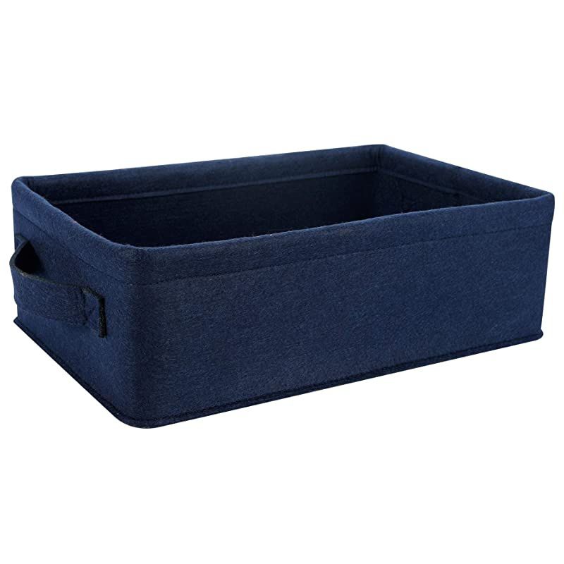 Storage Baskets Shelf Storage Baskets Navy Blue Fabric Storage Basket Bin Narrow Storage Basket for Towels Dog Cat Toys Clothes Hats Belts Dippers Baby Toys Storage Basket Little