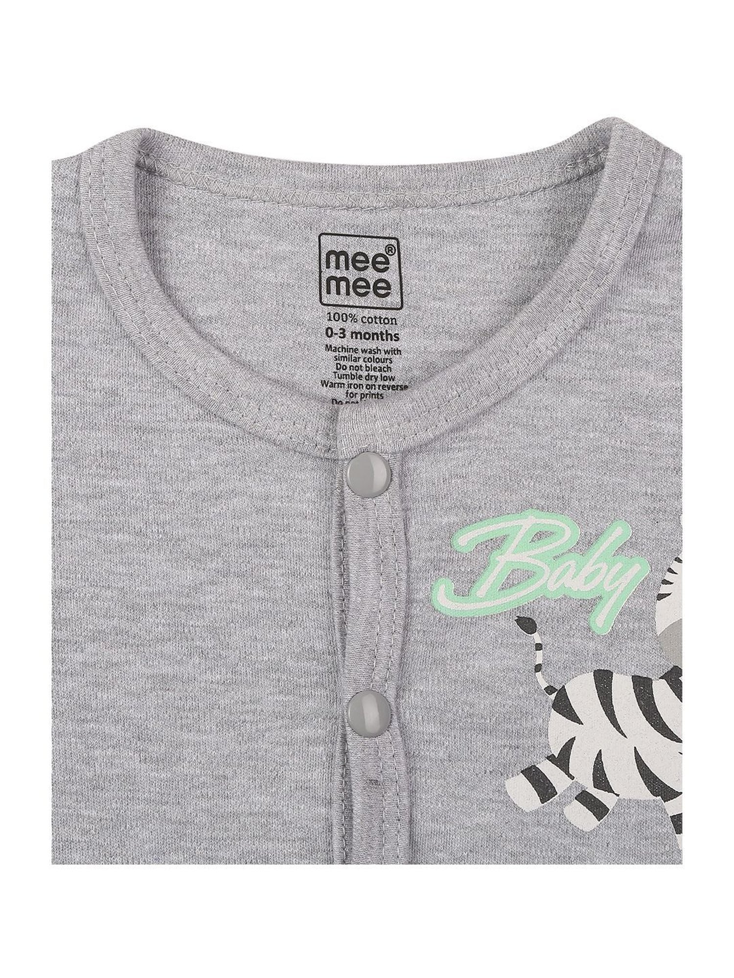 Mee Mee Kids Green & White Cotton Printed Jabla (Pack of 3)