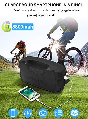 AOMAIS GO Bluetooth Speakers, Waterproof Portable Indoor/Outdoor 30W Wireless Stereo Pairing Booming Bass Speaker, 30-Hour Playtime with 8800mAh Power Bank, Durable for Home Party, Camping (Blue)