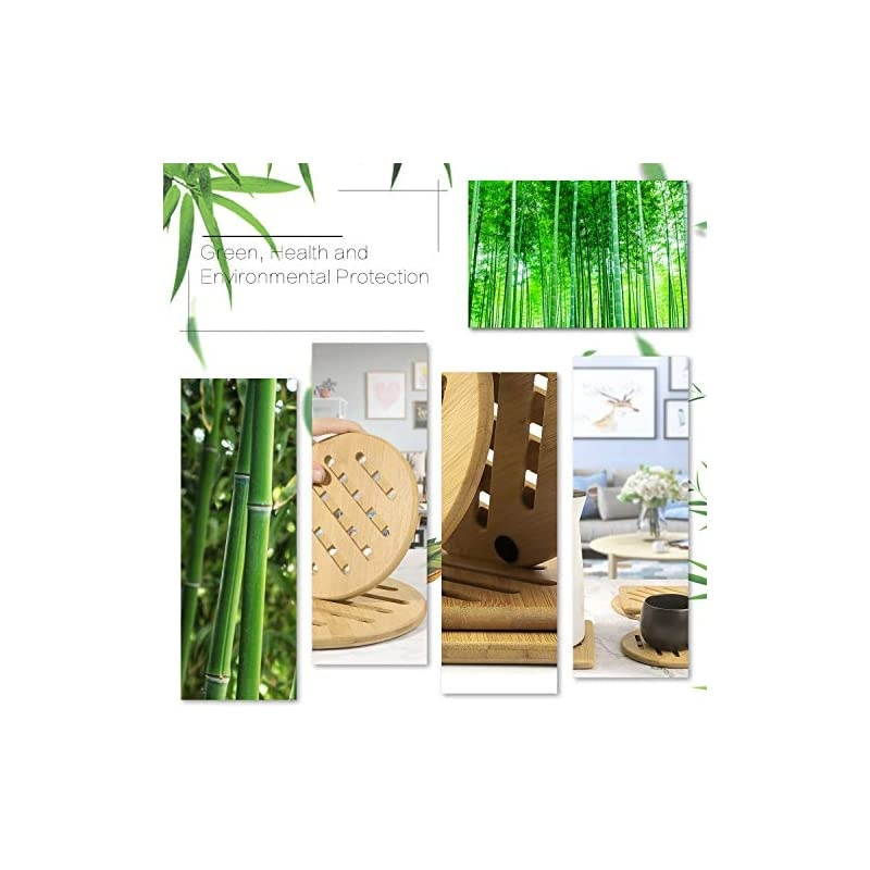 Hot Pads Trivet,Table Solid Bamboo Wood Trivets for Hot Dishes and Pot with Non-slip Pads Heat Resistant Pads Teapot Trivet 4pcs(Multi Size,2 Square 2 Round)