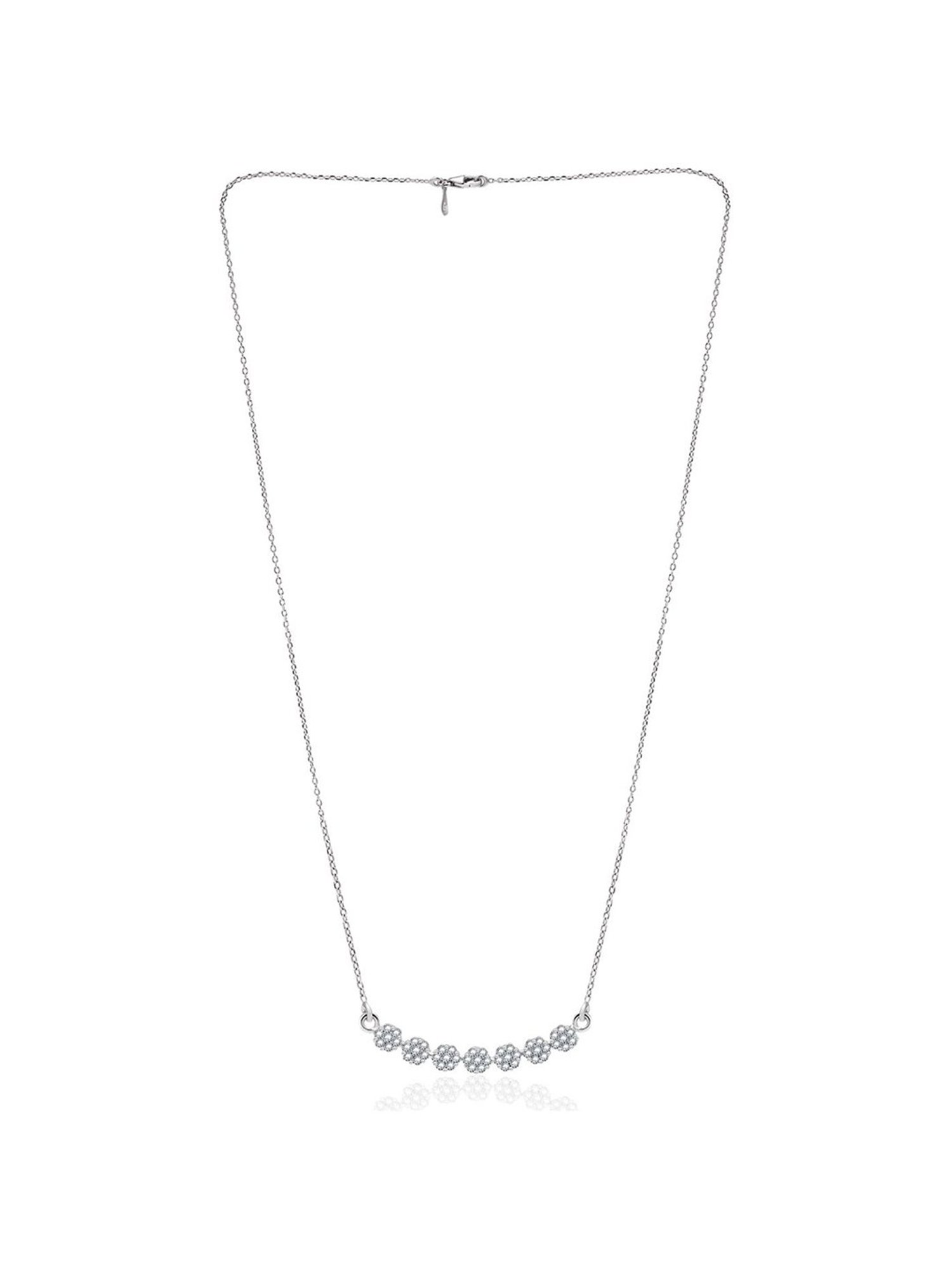 March by FableStreet 92.5 Sterling Silver Mini Flower Studded Necklace