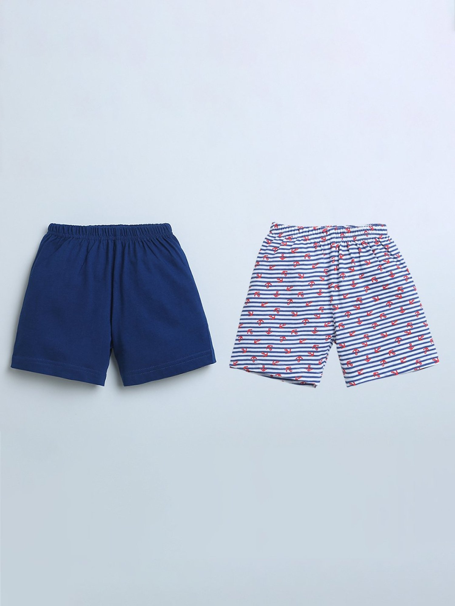 Bumzee Kids Navy & White Striped Shorts (Pack Of 2)
