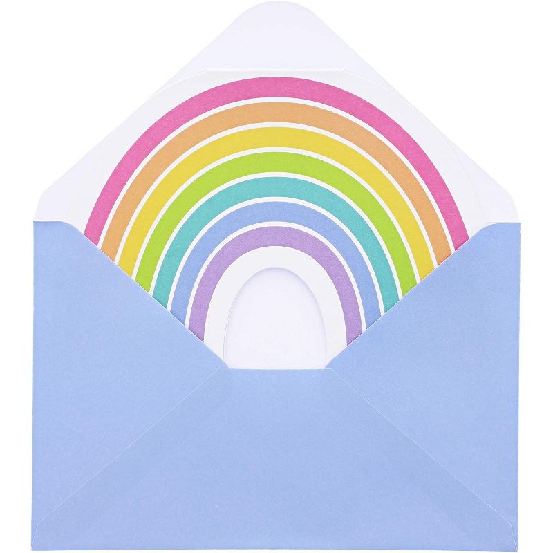 Paper Junkie 36-Pack Die-Cut Rainbow Cards with Envelopes for Kids Party Invitation, Thank You Notes 4x6 in