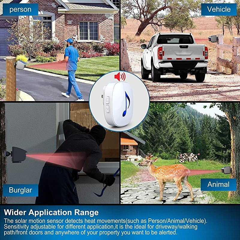 Solar Driveway Alarm System14 Mile Long Transmission RangeSolar Powered No Need Replace BatteriesOutdoor Weatherproof Motion SensorDetector DIY Security Alert System