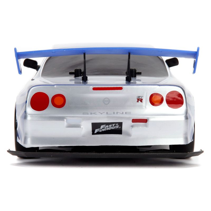Jada Toys Fast & Furious Elite Drift RC 2002 Nissan Skyline GT-R (BNR34) Remote Control Vehicle 1:10 Scale Candy Silver