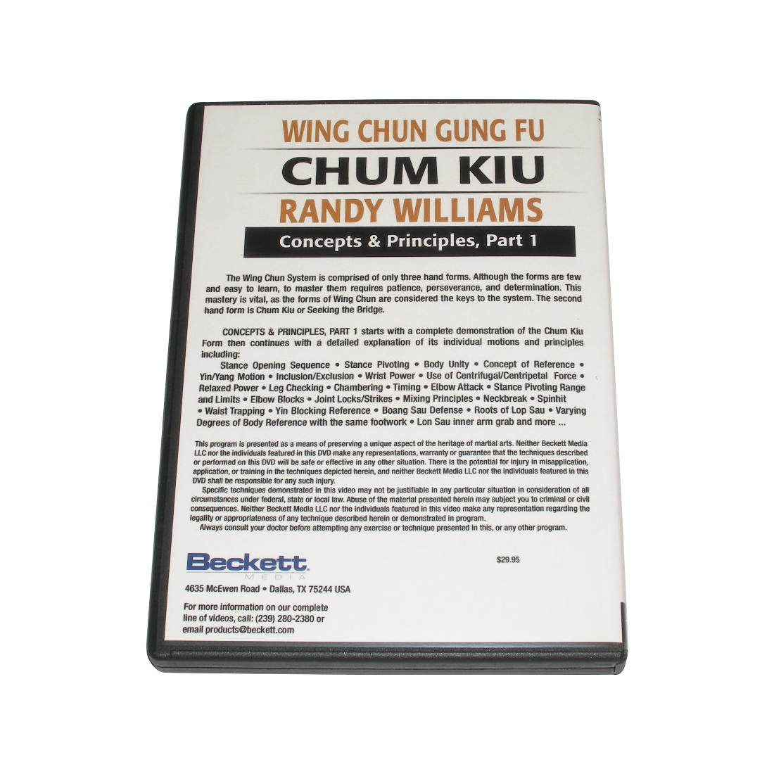 Wing Chun Gung Fu Chum Kiu Concepts #1 DVD Randy Williams WCW21-D