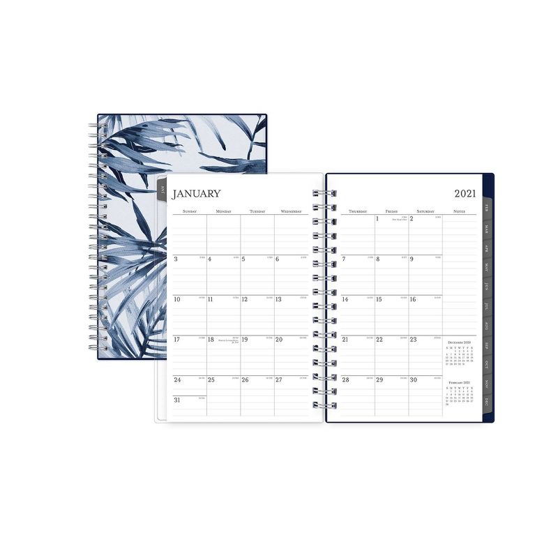 2021 Planner 5" x 8" Frosted Plastic Weekly/Monthly Wirebound Keoni Navy - Blue Sky