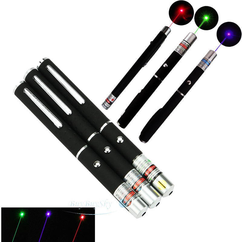 3x High Power 5MW Green + Blue Voilet + Red Laser Pointer Pen Beam Light Lazer