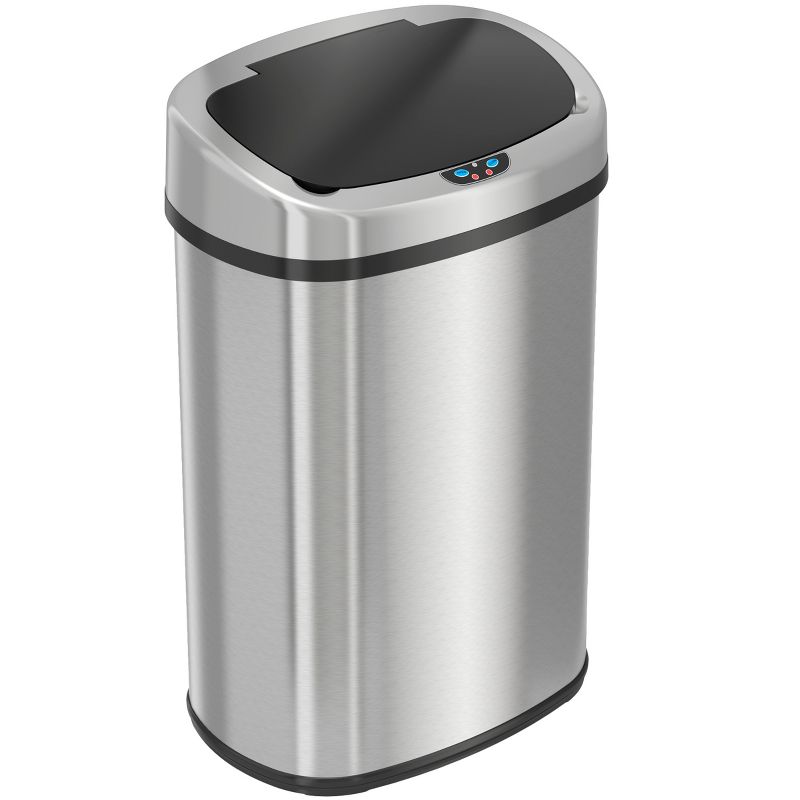 iTouchless Sensor Kitchen Trash Can with AbsorbX Odor Filter 13 Gallon Silver Stainless Steel