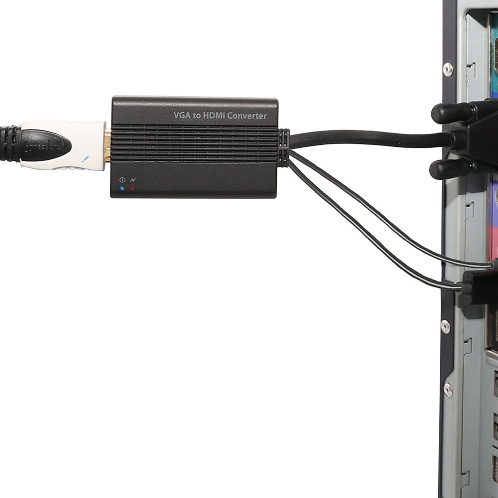 SYBA VGA to HDMI Video & Audio Converter Output Computer Screen, Movie, and Game on TV & Projector SD-ADA31040