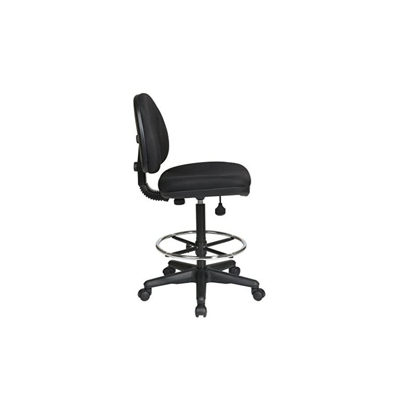 Drafting Chair with Lumbar Support, Black, 24.75 to 29.75-Inch Adjustable Height