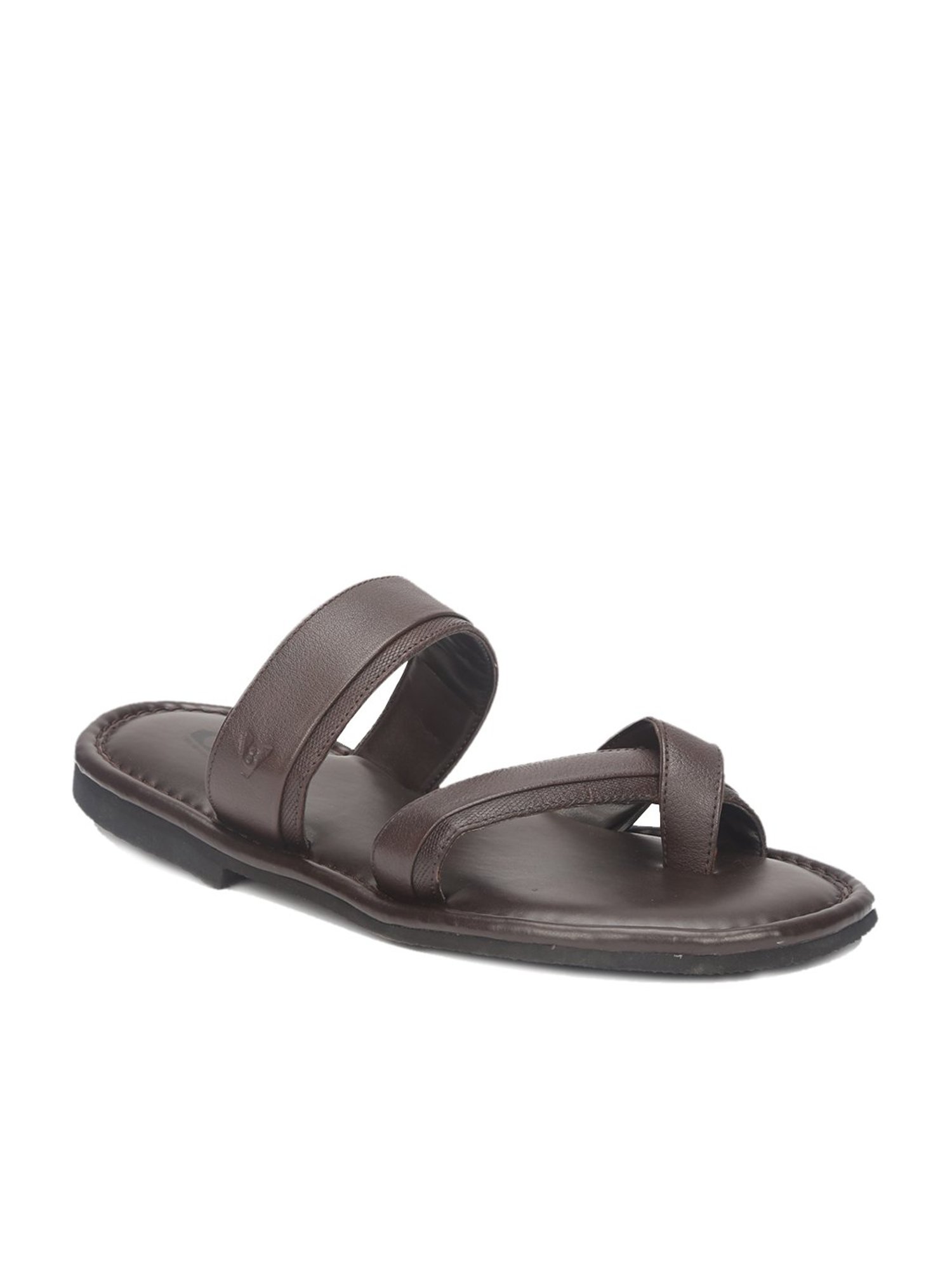 V8 by Ruosh Men's Brown Cross Strap Sandals