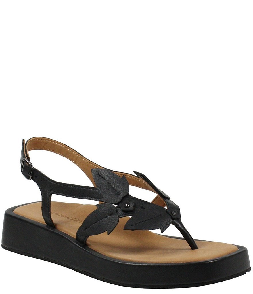 L'Amour Des Pieds Avaline Leather Thong Platform Wedge Sandals