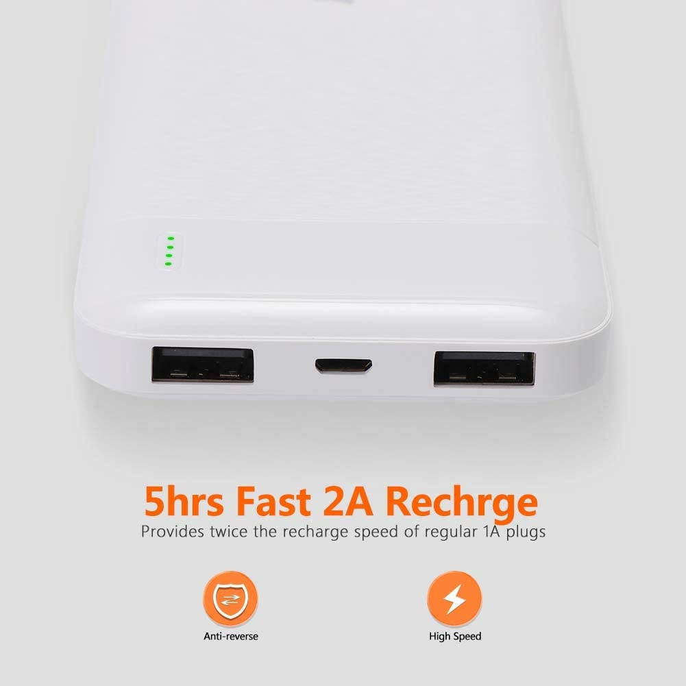 AUKUY Portable Charger 2 Pack 10000mAh Power Banks Slim and Light with Dual 2.1A High-Speed Charging Outputs and Fast Recharge Input External Battery Compatible with Phone Google LG iPad
