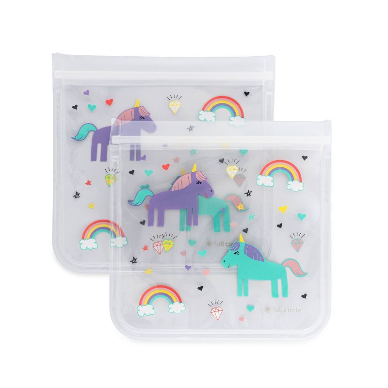 Full Circle 3.5 Cup 2pk Reusable Sandwich Bag Unicorn