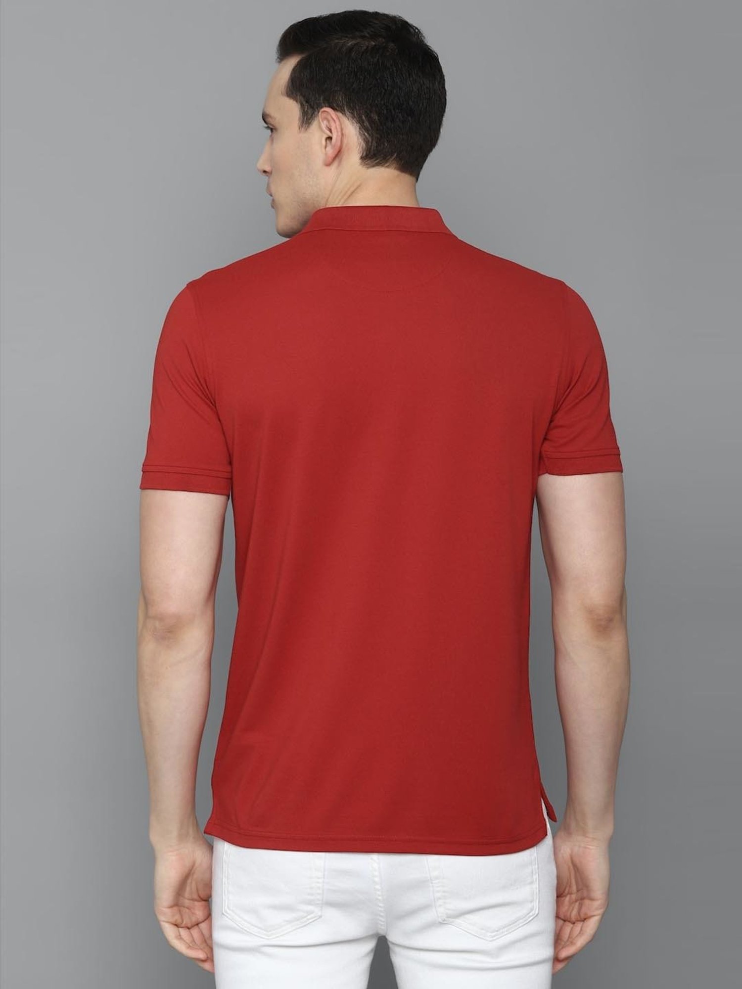 Louis Philippe Sport Maroon Cotton Slim Fit Printed Polo T-Shirt