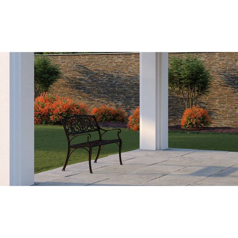 Decatur Aluminum Patio Bench - Antique Bronze - Balkene Home